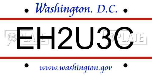 EH2U3C District Of Columbia License Plate
