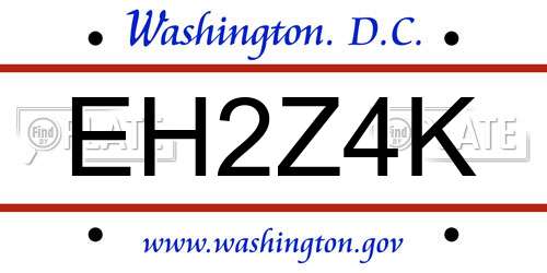 EH2Z4K District Of Columbia License Plate