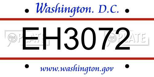 EH3072 District Of Columbia License Plate