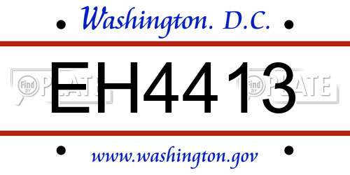 EH4413 District Of Columbia License Plate