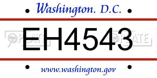 EH4543 District Of Columbia License Plate