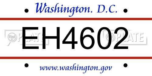 EH4602 District Of Columbia License Plate