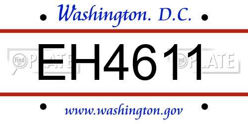 EH4611 District Of Columbia License Plate