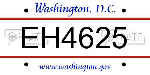 EH4625 District Of Columbia License Plate