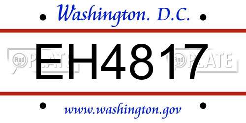 EH4817 District Of Columbia License Plate