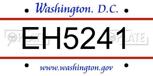 EH5241 District Of Columbia License Plate