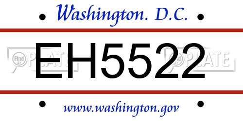 EH5522 District Of Columbia License Plate
