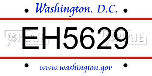 EH5629 District Of Columbia License Plate