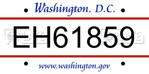 EH61859 District Of Columbia License Plate