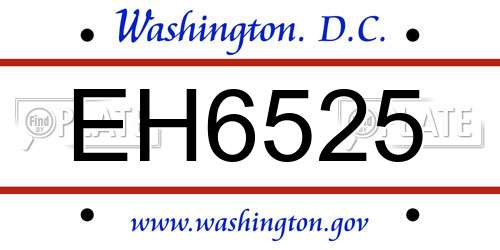 EH6525 District Of Columbia License Plate