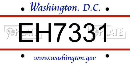EH7331 District Of Columbia License Plate
