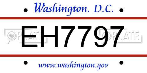 EH7797 District Of Columbia License Plate