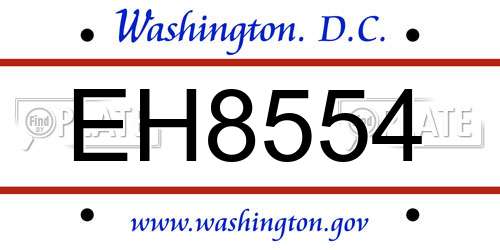 EH8554 District Of Columbia License Plate