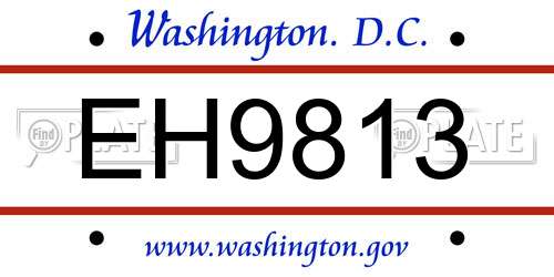 EH9813 District Of Columbia License Plate