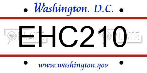 EHC210 District Of Columbia License Plate