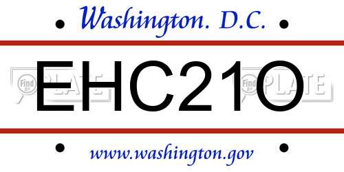 EHC21O District Of Columbia License Plate