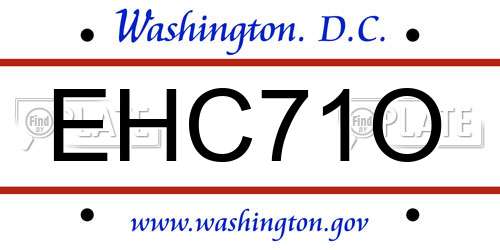 EHC71O District Of Columbia License Plate