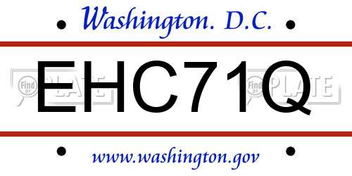 EHC71Q District Of Columbia License Plate