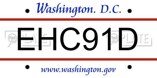 EHC91D District Of Columbia License Plate