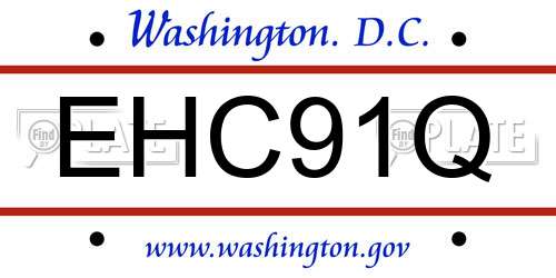 EHC91Q District Of Columbia License Plate
