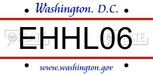 EHHL06 District Of Columbia License Plate