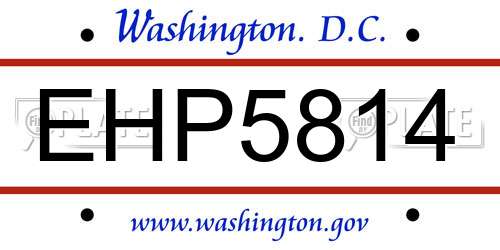 EHP5814 District Of Columbia License Plate