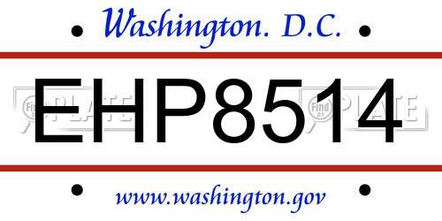 EHP8514 District Of Columbia License Plate