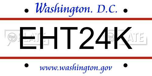 EHT24K District Of Columbia License Plate