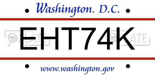 EHT74K District Of Columbia License Plate