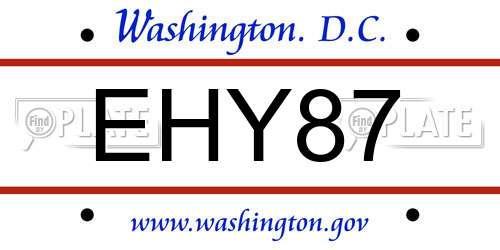 EHY87 District Of Columbia License Plate
