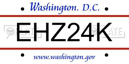 EHZ24K District Of Columbia License Plate