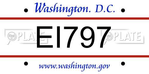 EI797 District Of Columbia License Plate