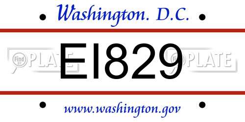 EI829 District Of Columbia License Plate