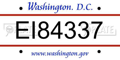 EI84337 District Of Columbia License Plate