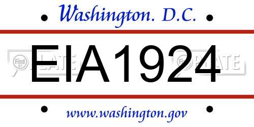 EIA1924 District Of Columbia License Plate