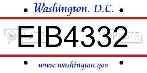 EIB4332 District Of Columbia License Plate