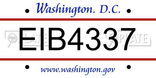 EIB4337 District Of Columbia License Plate