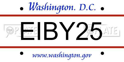 EIBY25 District Of Columbia License Plate