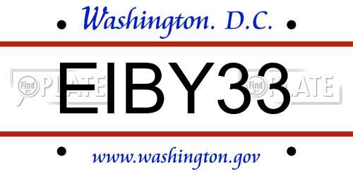 EIBY33 District Of Columbia License Plate