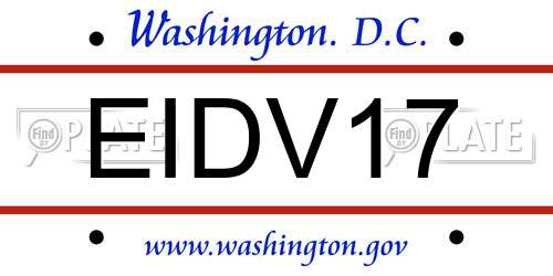 EIDV17 District Of Columbia License Plate