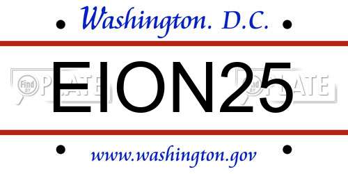 EION25 District Of Columbia License Plate
