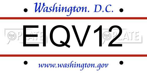 EIQV12 District Of Columbia License Plate