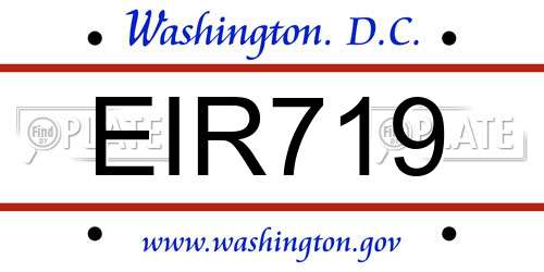 EIR719 District Of Columbia License Plate