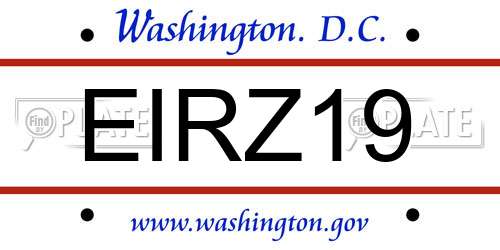EIRZ19 District Of Columbia License Plate