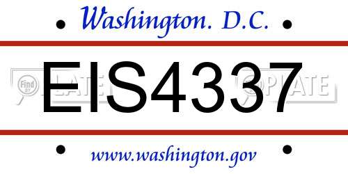 EIS4337 District Of Columbia License Plate