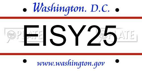 EISY25 District Of Columbia License Plate