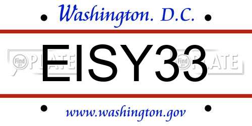 EISY33 District Of Columbia License Plate