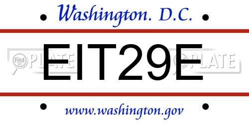EIT29E District Of Columbia License Plate