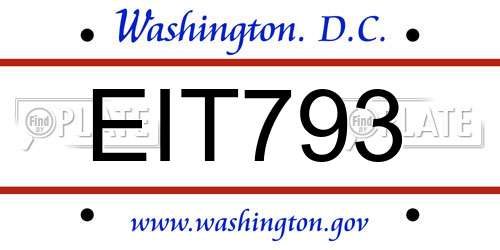 EIT793 District Of Columbia License Plate