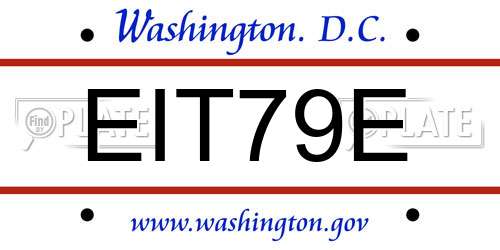 EIT79E District Of Columbia License Plate